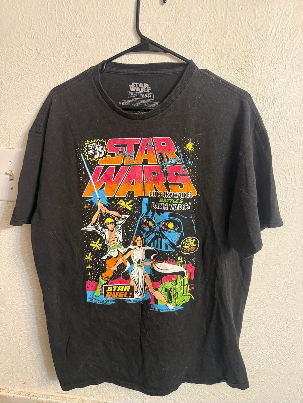 Star Wars Black Graphic Tee with Colorful Comic Print - Men’s